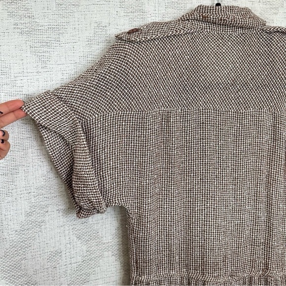 Vintage brown and white tweed jumpsuit with shoulder pads - Picture 5 of 7